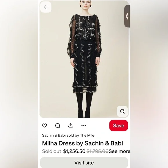 Sachin & Babi Luxury Milha Lace Ruffle Sewuij Accent Middy Dress made in India - Picture 6 of 6